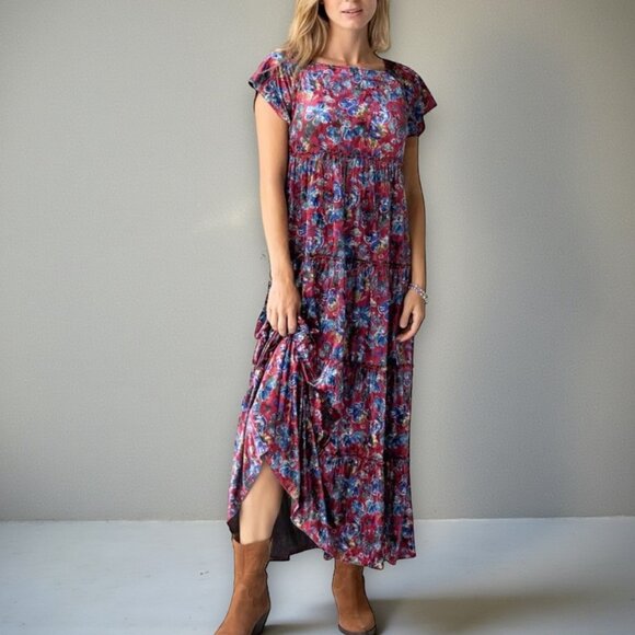 NATURAL LIFE Dresses & Skirts - NATURAL LIFE Women's Velvet Tiered BERKELEY Maxi Dress XL